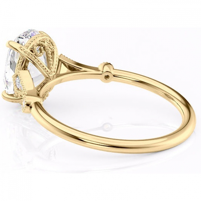 Inel de logodnă Lacey din aur Galben 14kt cu moissanite tăietură ovală – Pietre laterale rafinată pentru profil înalt | Personalizează și configurează gratuit online [5]