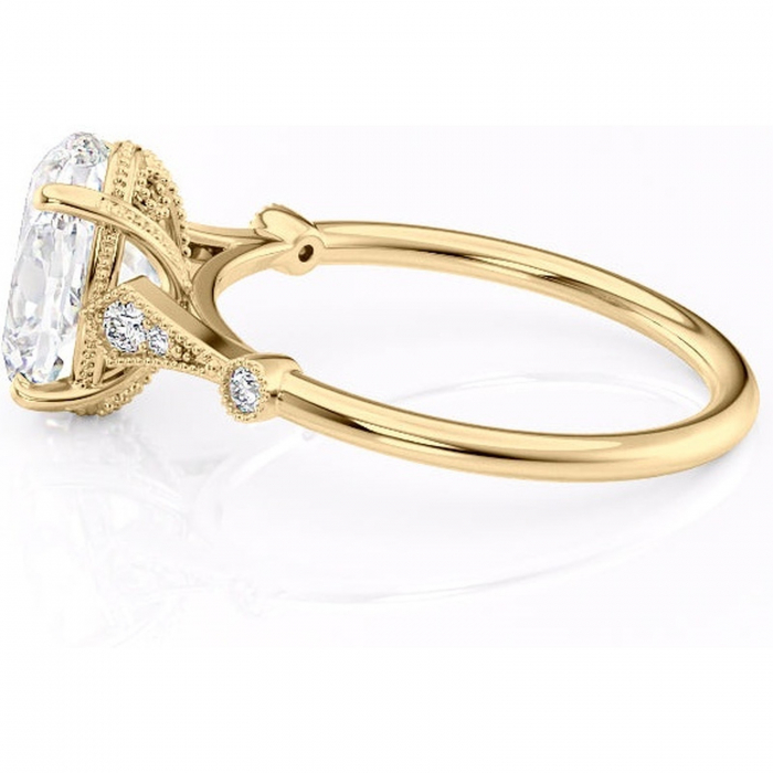 Inel de logodnă Lacey din aur Galben 14kt cu moissanite tăietură ovală – Pietre laterale rafinată pentru profil înalt | Personalizează și configurează gratuit online [6]