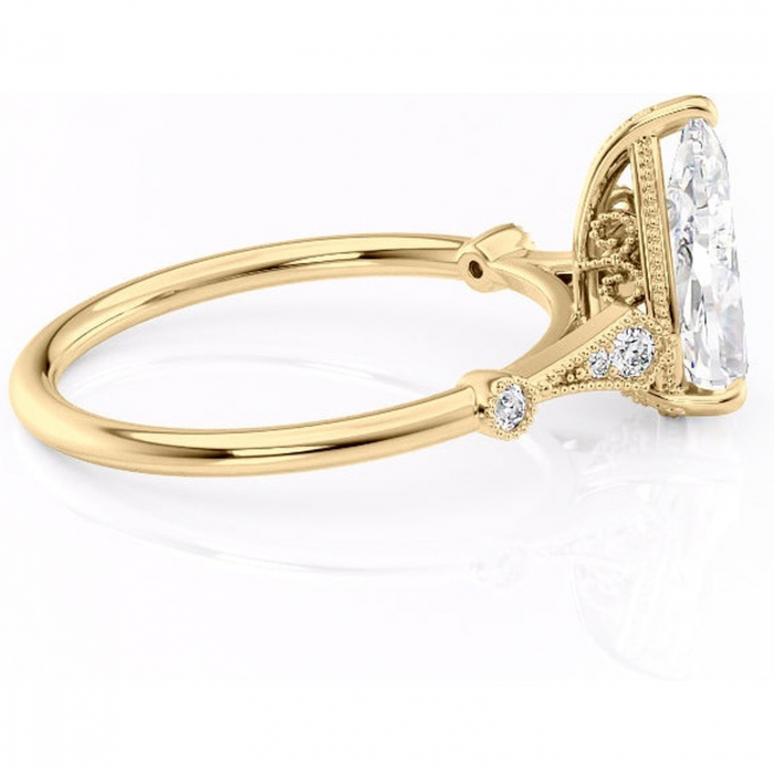 Inel de logodnă Lacey din aur Galben 18kt cu moissanite tăietură pară – Pietre laterale rafinată pentru profil înalt | Personalizează și configurează gratuit online [2]