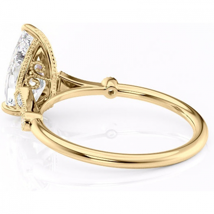 Inel de logodnă Lacey din aur Galben 18kt cu moissanite tăietură pară – Pietre laterale rafinată pentru profil înalt | Personalizează și configurează gratuit online [5]