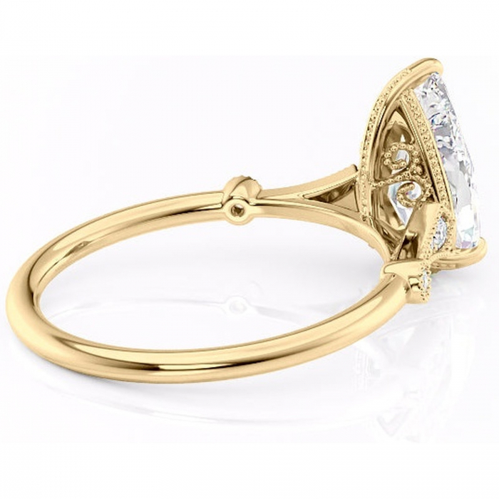 Inel de logodnă Lacey din aur Galben 18kt cu moissanite tăietură pară – Pietre laterale rafinată pentru profil înalt | Personalizează și configurează gratuit online [3]
