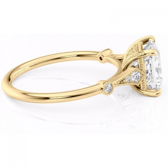 Inel de logodnă Lacey din aur Galben 14kt cu moissanite tăietură princess – Pietre laterale rafinată pentru profil înalt | Personalizează și configurează gratuit online [2]