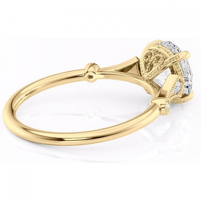 Inel de logodnă Lacey din aur Galben 14kt cu moissanite tăietură rotundă – Pietre laterale rafinată pentru profil înalt | Personalizează și configurează gratuit online [3]