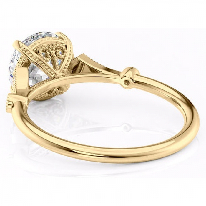 Inel de logodnă Lacey din aur Galben 14kt cu moissanite tăietură rotundă – Pietre laterale rafinată pentru profil înalt | Personalizează și configurează gratuit online [4]