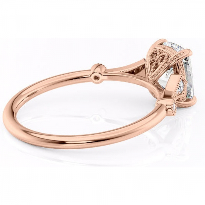 Inel de logodnă Lacey din aur Rose 14kt cu moissanite tăietură asscher – Pietre laterale rafinată pentru profil înalt | Personalizează și configurează gratuit online [3]