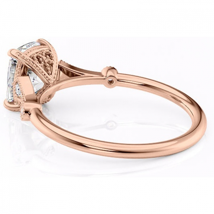 Inel de logodnă Lacey din aur Rose 14kt cu moissanite tăietură asscher – Pietre laterale rafinată pentru profil înalt | Personalizează și configurează gratuit online [5]