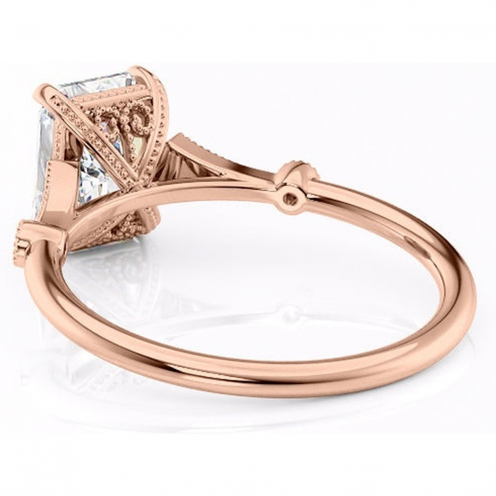 Inel de logodnă Lacey din aur Rose 14kt cu moissanite tăietură radiantă – Pietre laterale rafinată pentru profil înalt | Personalizează și configurează gratuit online [4]