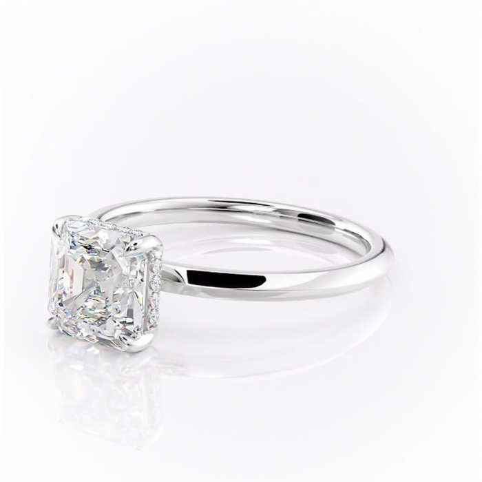 Inel de logodnă Lavender din aur Alb 14kt cu moissanite tăietură asscher – Solitar rafinată pentru profil înalt | Personalizează și configurează gratuit online [7]