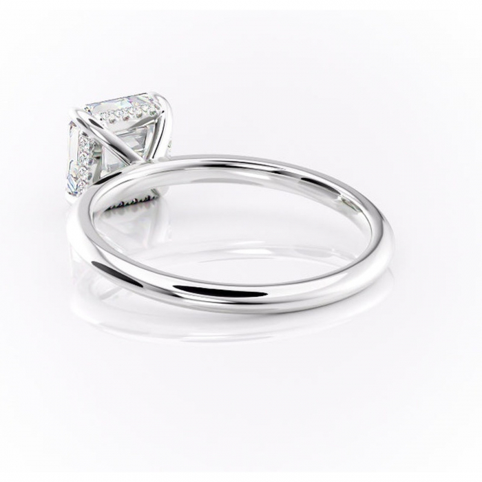 Inel de logodnă Lavender din aur Alb 14kt cu moissanite tăietură asscher – Solitar rafinată pentru profil înalt | Personalizează și configurează gratuit online [4]