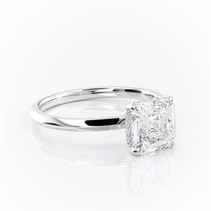 Inel de logodnă Lavender din aur Alb 14kt cu moissanite tăietură asscher – Solitar rafinată pentru profil înalt | Personalizează și configurează gratuit online [1]