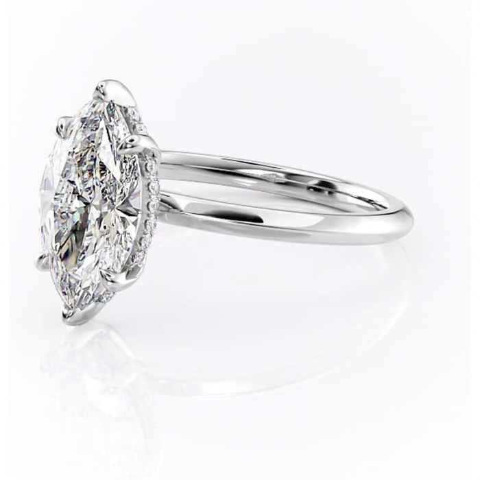 Inel de logodnă Lavender din aur Alb 14kt cu moissanite tăietură marquise – Solitar rafinată pentru profil înalt | Personalizează și configurează gratuit online [7]