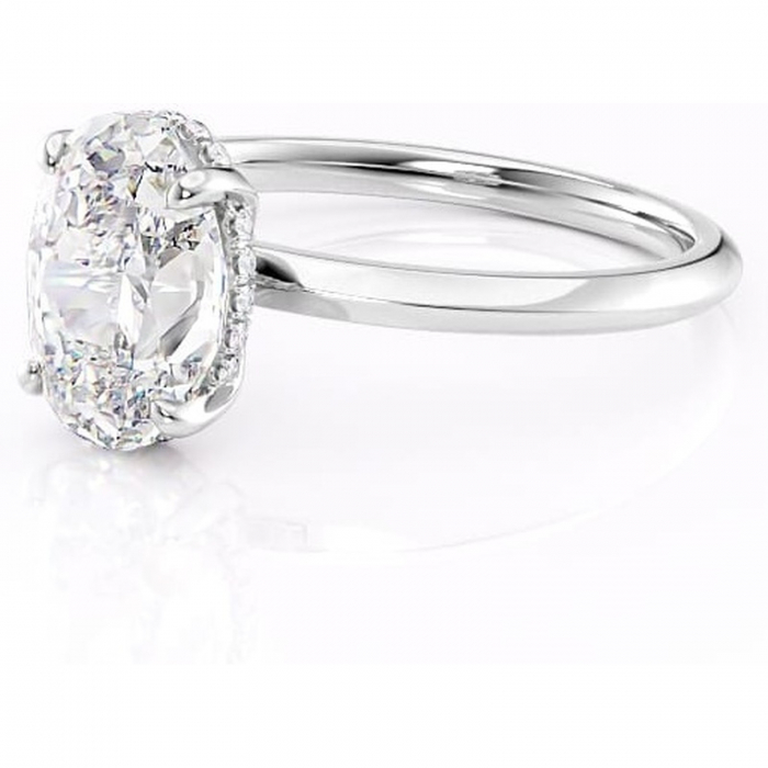 Inel de logodnă Lavender din aur Alb 14kt cu moissanite tăietură ovală – Solitar rafinată pentru profil înalt | Personalizează și configurează gratuit online [7]