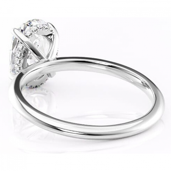 Inel de logodnă Lavender din aur Alb 14kt cu moissanite tăietură ovală – Solitar rafinată pentru profil înalt | Personalizează și configurează gratuit online [4]