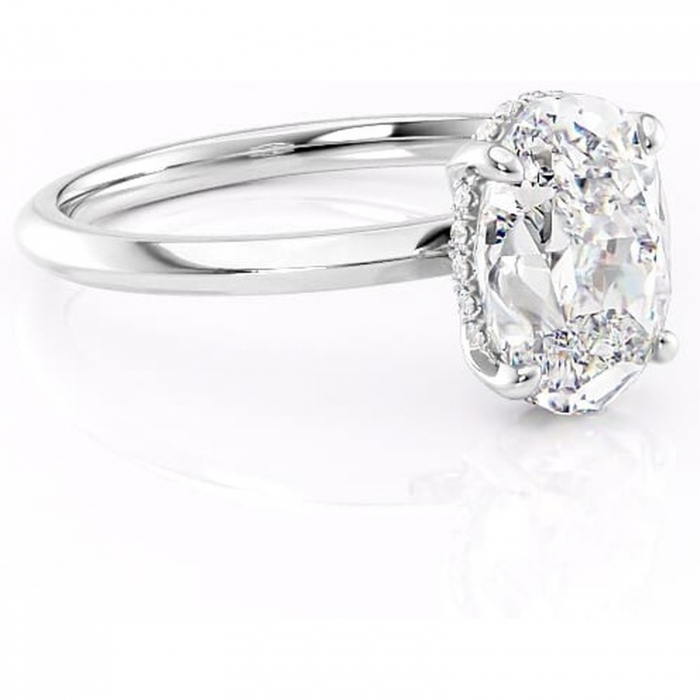 Inel de logodnă Lavender din aur Alb 14kt cu moissanite tăietură ovală – Solitar rafinată pentru profil înalt | Personalizează și configurează gratuit online [1]