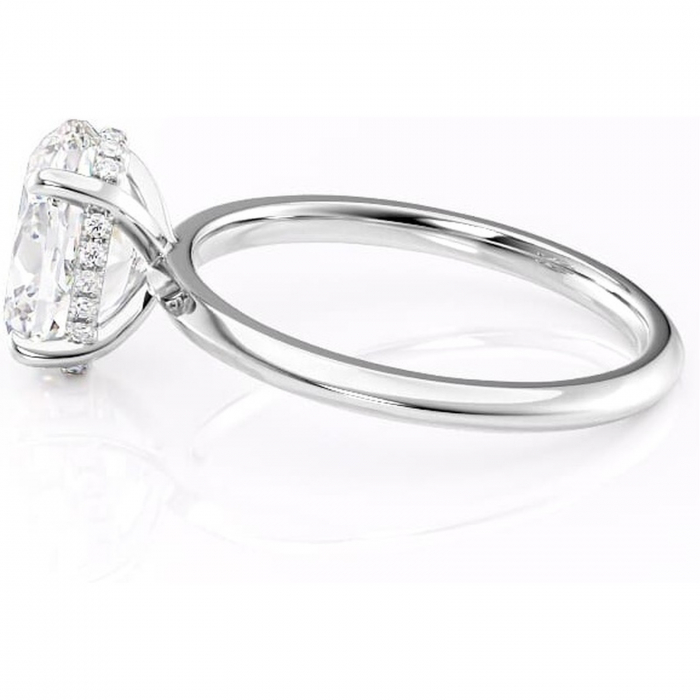 Inel de logodnă Lavender din aur Alb 14kt cu moissanite tăietură ovală – Solitar rafinată pentru profil înalt | Personalizează și configurează gratuit online [6]