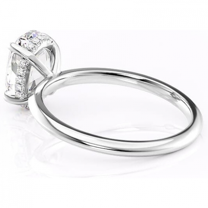 Inel de logodnă Lavender din aur Alb 14kt cu moissanite tăietură ovală – Solitar rafinată pentru profil înalt | Personalizează și configurează gratuit online [5]