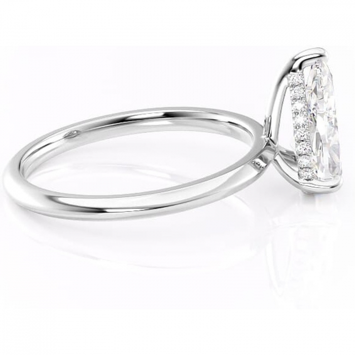 Inel de logodnă Lavender din aur Alb 18kt cu moissanite tăietură pară – Solitar rafinată pentru profil înalt | Personalizează și configurează gratuit online [2]