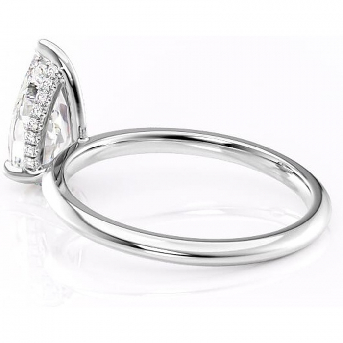 Inel de logodnă Lavender din aur Alb 18kt cu moissanite tăietură pară – Solitar rafinată pentru profil înalt | Personalizează și configurează gratuit online [5]