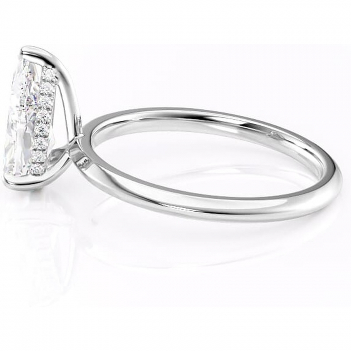 Inel de logodnă Lavender din aur Alb 18kt cu moissanite tăietură pară – Solitar rafinată pentru profil înalt | Personalizează și configurează gratuit online [6]
