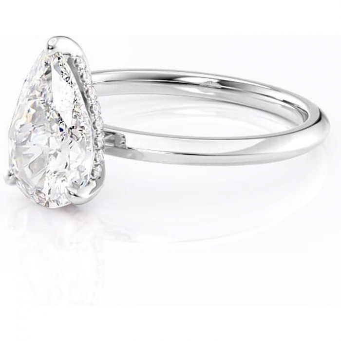 Inel de logodnă Lavender din aur Alb 18kt cu moissanite tăietură pară – Solitar rafinată pentru profil înalt | Personalizează și configurează gratuit online [7]