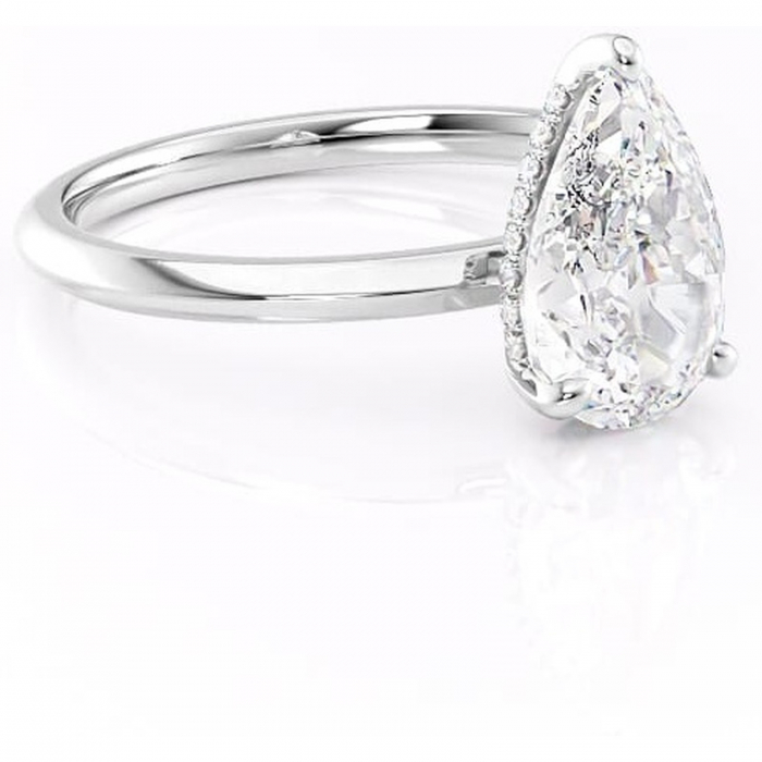 Inel de logodnă Lavender din aur Alb 18kt cu moissanite tăietură pară – Solitar rafinată pentru profil înalt | Personalizează și configurează gratuit online [1]