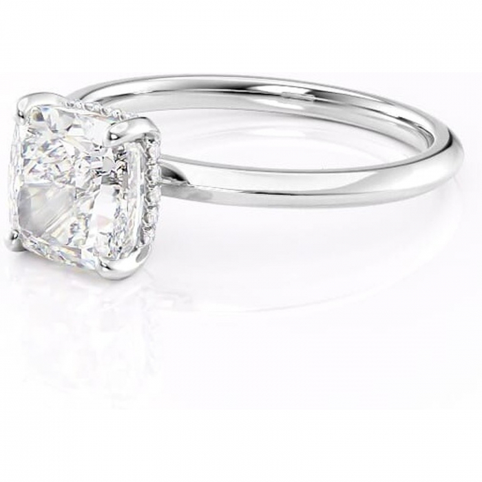 Inel de logodnă Lavender din aur Alb 14kt cu moissanite tăietură pernă – Solitar rafinată pentru profil înalt | Personalizează și configurează gratuit online [7]