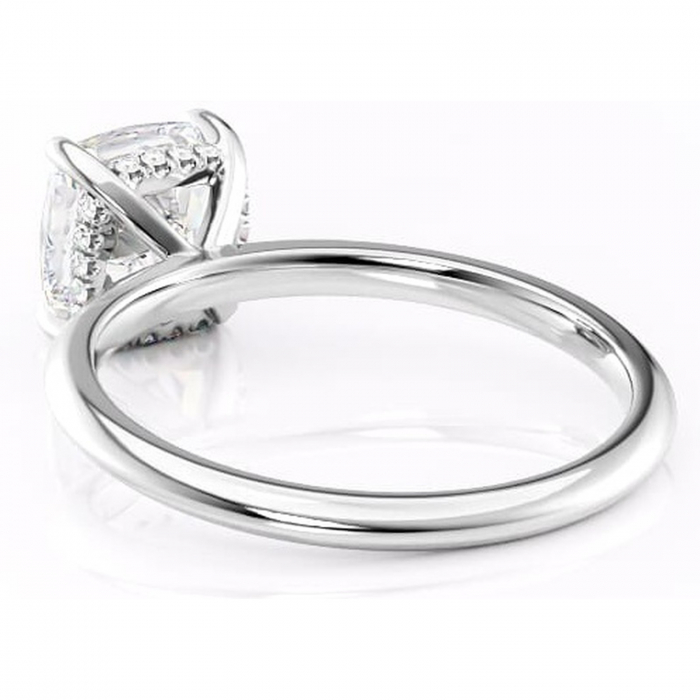 Inel de logodnă Lavender din aur Alb 14kt cu moissanite tăietură pernă – Solitar rafinată pentru profil înalt | Personalizează și configurează gratuit online [4]