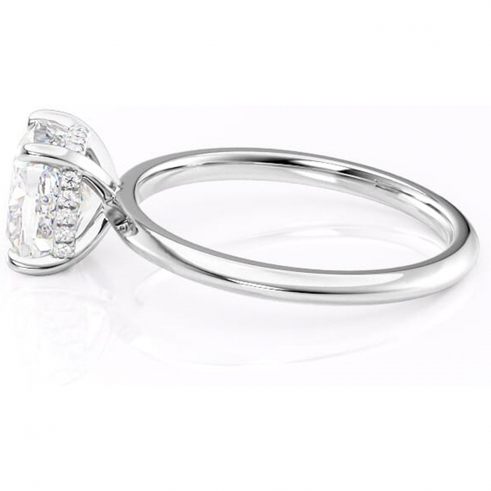 Inel de logodnă Lavender din aur Alb 14kt cu moissanite tăietură pernă – Solitar rafinată pentru profil înalt | Personalizează și configurează gratuit online [6]