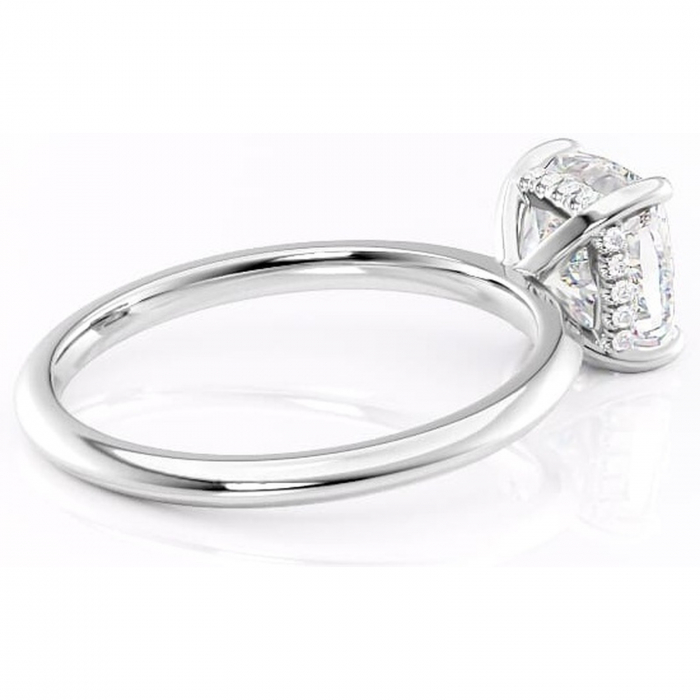 Inel de logodnă Lavender din aur Alb 14kt cu moissanite tăietură pernă – Solitar rafinată pentru profil înalt | Personalizează și configurează gratuit online [3]