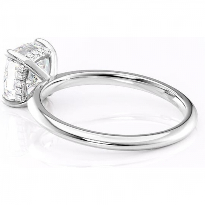 Inel de logodnă Lavender din aur Alb 14kt cu moissanite tăietură pernă – Solitar rafinată pentru profil înalt | Personalizează și configurează gratuit online [5]