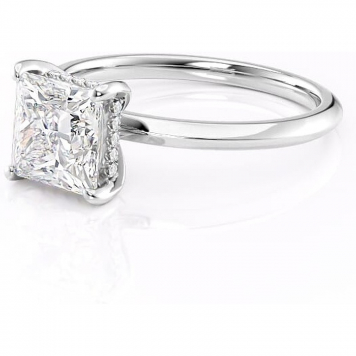 Inel de logodnă Lavender din aur Alb 14kt cu moissanite tăietură princess – Solitar rafinată pentru profil înalt | Personalizează și configurează gratuit online [7]