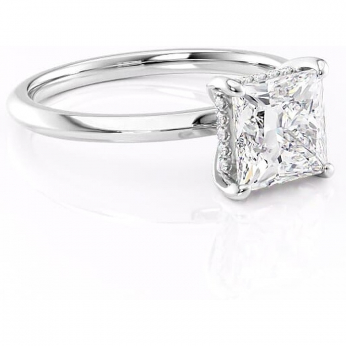 Inel de logodnă Lavender din aur Alb 14kt cu moissanite tăietură princess – Solitar rafinată pentru profil înalt | Personalizează și configurează gratuit online [1]