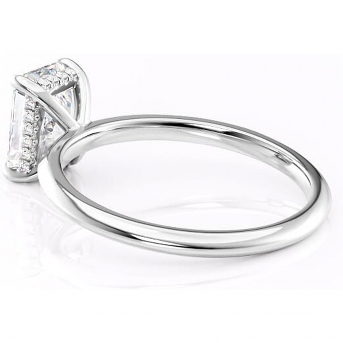 Inel de logodnă Lavender din aur Alb 14kt cu moissanite tăietură radiantă – Solitar rafinată pentru profil înalt | Personalizează și configurează gratuit online [5]