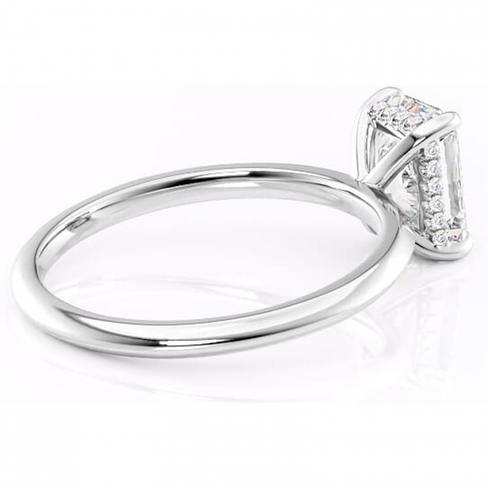 Inel de logodnă Lavender din aur Alb 14kt cu moissanite tăietură radiantă – Solitar rafinată pentru profil înalt | Personalizează și configurează gratuit online [3]