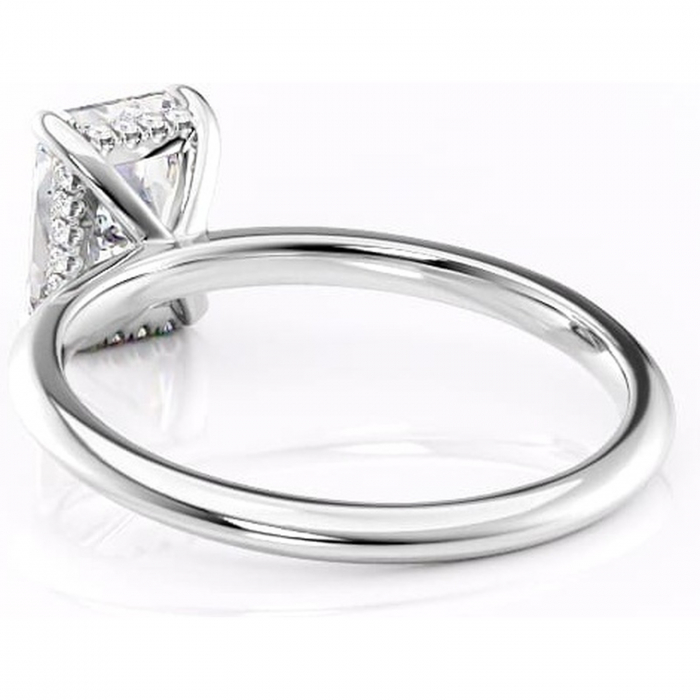 Inel de logodnă Lavender din aur Alb 14kt cu moissanite tăietură radiantă – Solitar rafinată pentru profil înalt | Personalizează și configurează gratuit online [4]