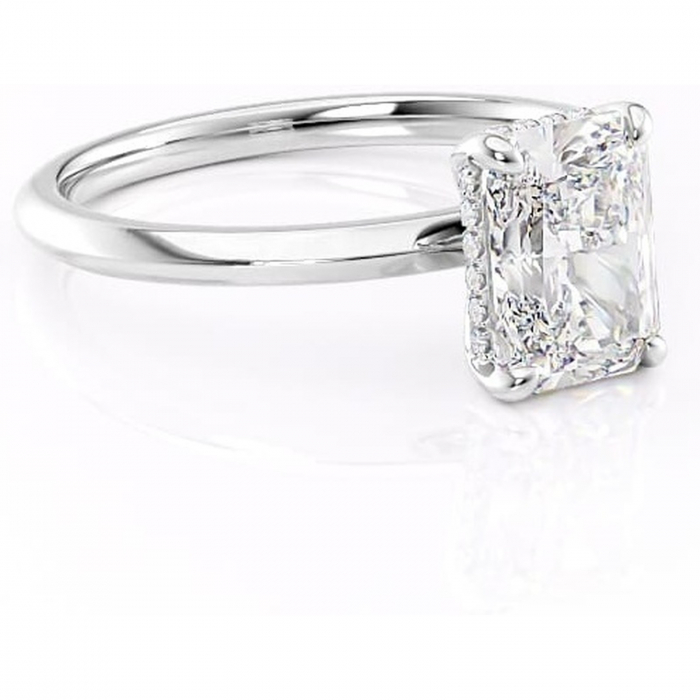 Inel de logodnă Lavender din aur Alb 14kt cu moissanite tăietură radiantă – Solitar rafinată pentru profil înalt | Personalizează și configurează gratuit online [1]