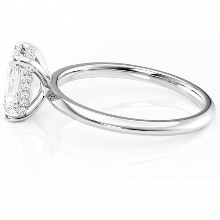 Inel de logodnă Lavender din aur Alb 14kt cu moissanite tăietură radiantă – Solitar rafinată pentru profil înalt | Personalizează și configurează gratuit online [6]