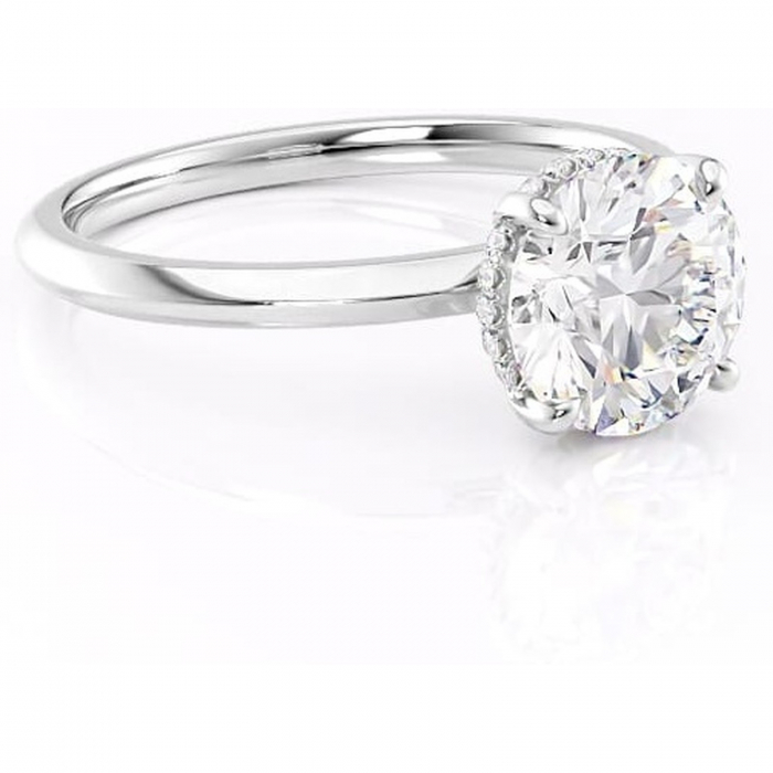 Inel de logodnă Lavender din aur Alb 14kt cu moissanite tăietură rotundă – Solitar rafinată pentru profil înalt | Personalizează și configurează gratuit online [1]