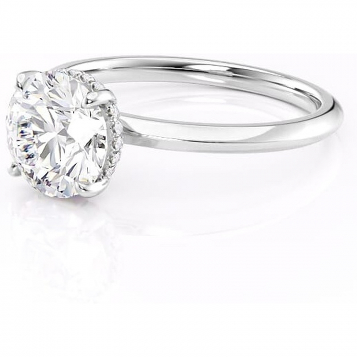 Inel de logodnă Lavender din aur Alb 14kt cu moissanite tăietură rotundă – Solitar rafinată pentru profil înalt | Personalizează și configurează gratuit online [7]
