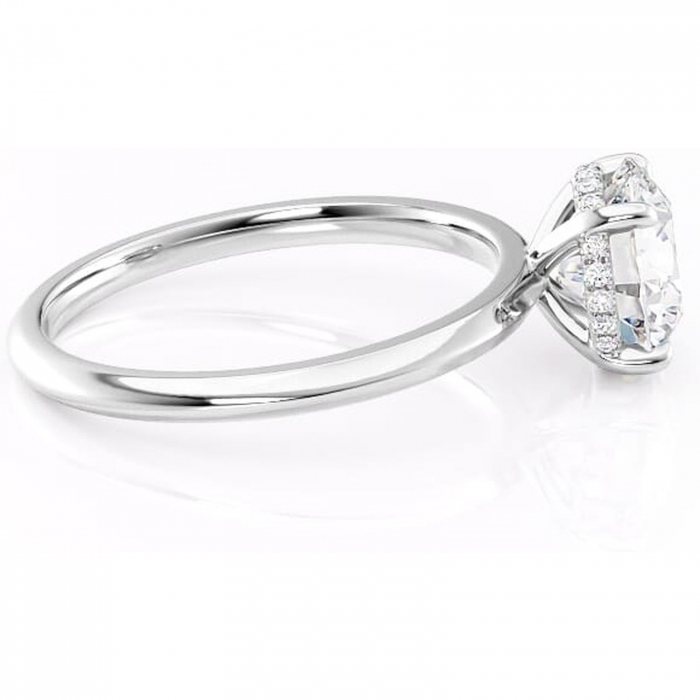 Inel de logodnă Lavender din aur Alb 14kt cu moissanite tăietură rotundă – Solitar rafinată pentru profil înalt | Personalizează și configurează gratuit online [2]