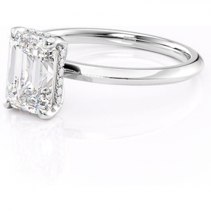 Inel de logodnă Lavender din aur Alb 18kt cu moissanite tăietură smarald – Solitar rafinată pentru profil înalt | Personalizează și configurează gratuit online [7]