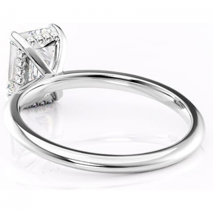 Inel de logodnă Lavender din aur Alb 18kt cu moissanite tăietură smarald – Solitar rafinată pentru profil înalt | Personalizează și configurează gratuit online [4]