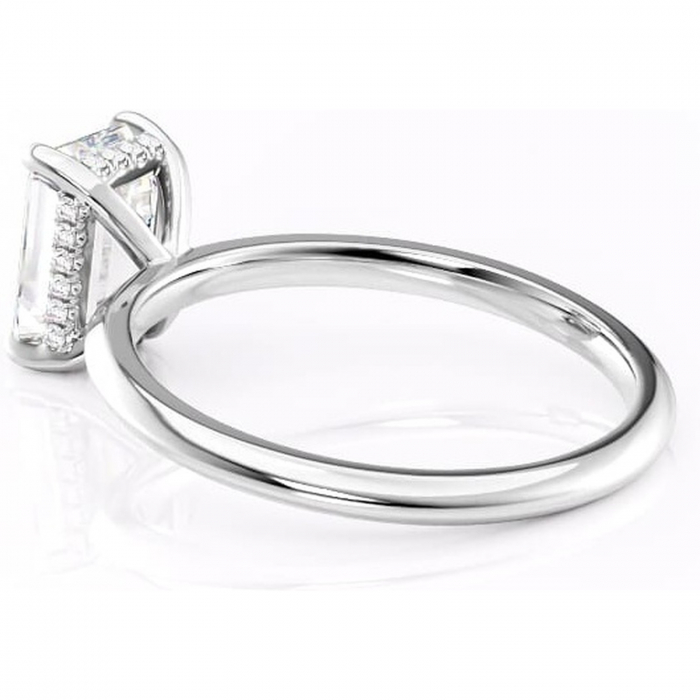 Inel de logodnă Lavender din aur Alb 18kt cu moissanite tăietură smarald – Solitar rafinată pentru profil înalt | Personalizează și configurează gratuit online [5]