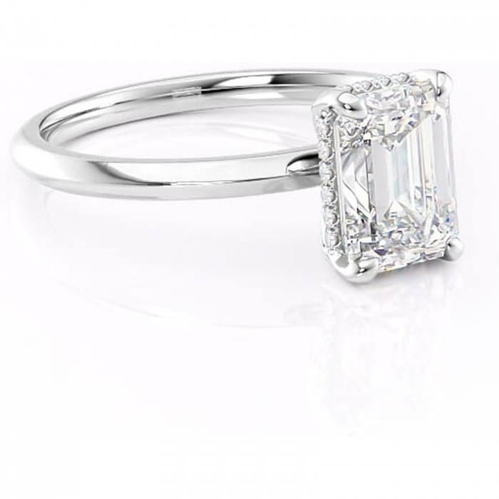 Inel de logodnă Lavender din aur Alb 18kt cu moissanite tăietură smarald – Solitar rafinată pentru profil înalt | Personalizează și configurează gratuit online [1]