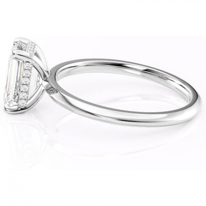 Inel de logodnă Lavender din aur Alb 18kt cu moissanite tăietură smarald – Solitar rafinată pentru profil înalt | Personalizează și configurează gratuit online [6]