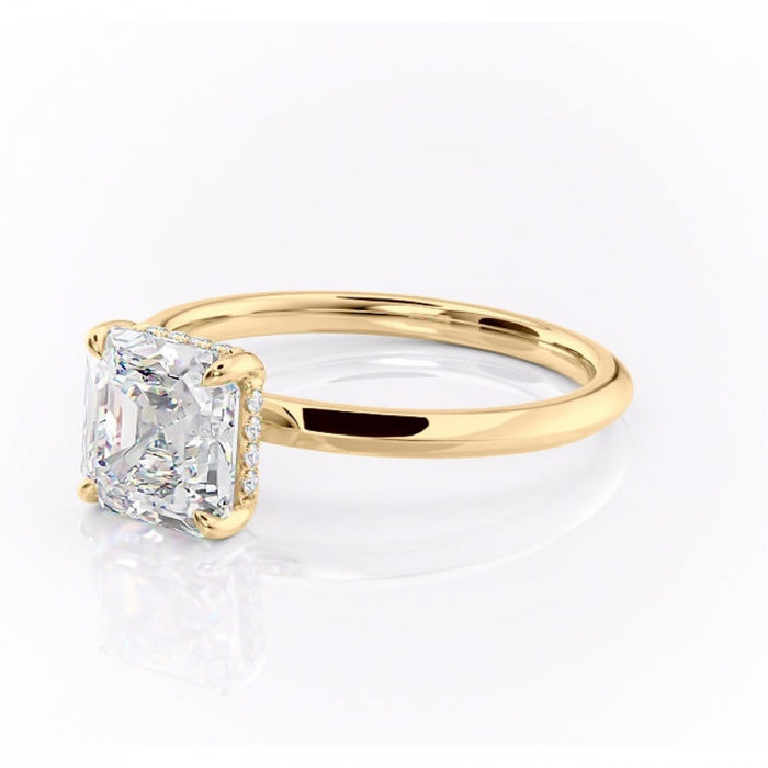 Inel de logodnă Lavender din aur Galben 18kt cu moissanite tăietură asscher – Solitar rafinată pentru profil înalt | Personalizează și configurează gratuit online [7]