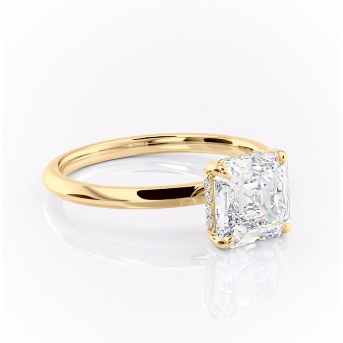 Inel de logodnă Lavender din aur Galben 18kt cu moissanite tăietură asscher – Solitar rafinată pentru profil înalt | Personalizează și configurează gratuit online [1]