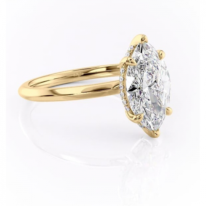 Inel de logodnă Lavender din aur Galben 14kt cu moissanite tăietură marquise – Solitar rafinată pentru profil înalt | Personalizează și configurează gratuit online [1]