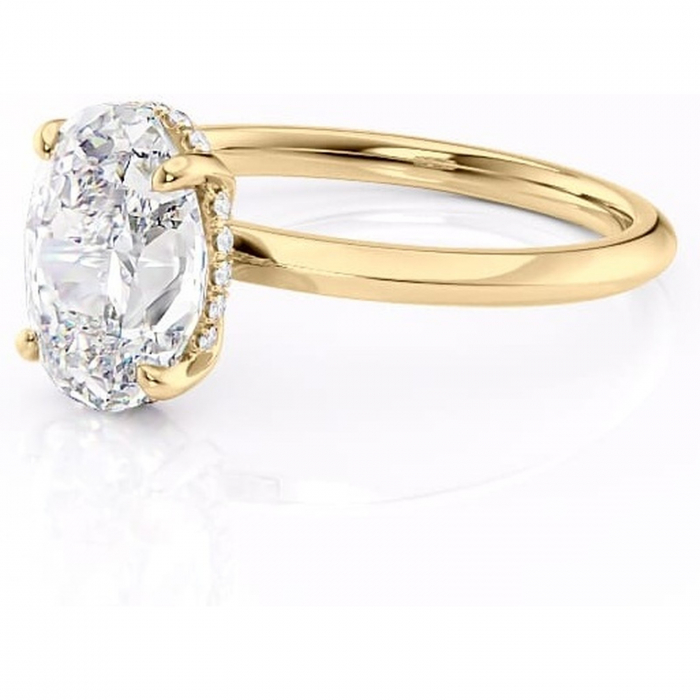 Inel de logodnă Lavender din aur Galben 14kt cu moissanite tăietură ovală – Solitar rafinată pentru profil înalt | Personalizează și configurează gratuit online [7]