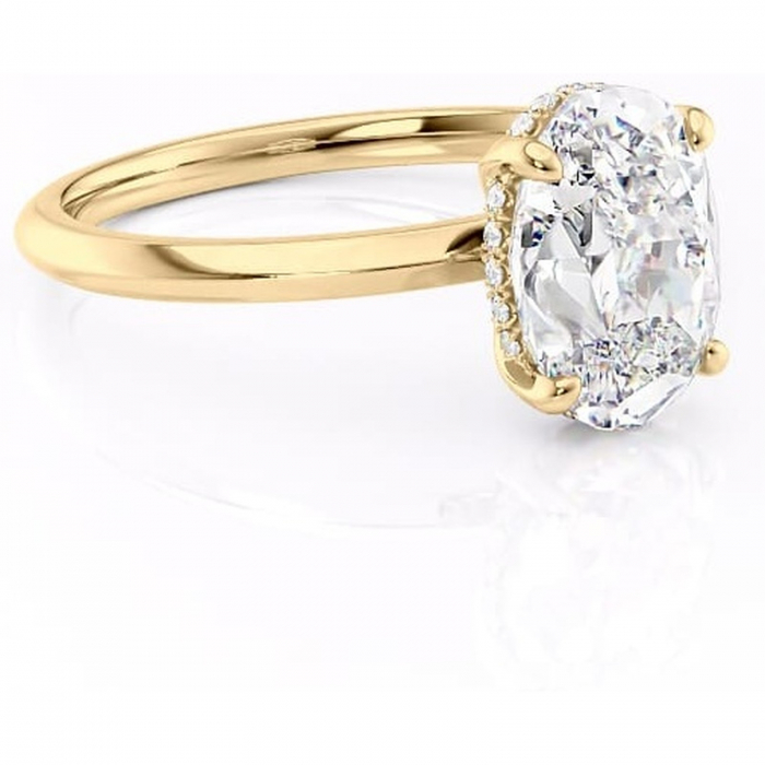 Inel de logodnă Lavender din aur Galben 14kt cu moissanite tăietură ovală – Solitar rafinată pentru profil înalt | Personalizează și configurează gratuit online [1]